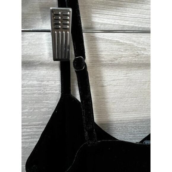 Forever 21‎ Velvet Black Mini Dress V Neck Side Slit Small - Picture 4 of 7